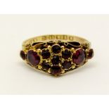 Victorian 15ct ruby ring, with engraved inscription to interior, size N, 1.7g