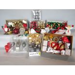 A large collection of Christmas decorations to include baubles and others (5 boxes)