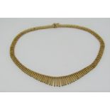 Good 9ct Egyptian style collar necklace, 42cm long approx, 27.6g