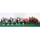 Impressive Beswick shire horse Coronation carriage, comprising six porcelain horses and gilt