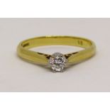18ct diamond solitaire ring, stone 0.15cts approx, size N, 2.5g