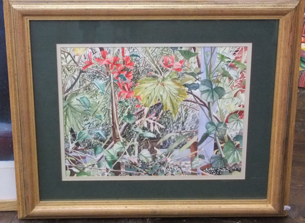 V M Dalton (20th century) - Study of potted plants, watercolour and bodycolour on paper, signed - Image 2 of 2