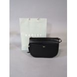 Black leather handbag by Radley, as new, with zip top and short strap