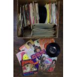 A box containing a large quantity of vinyl 45 rpm singles various musicians 1960-70's/80's (1)