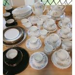 A collection of Royal Albert Haworth pattern tea wares including tea pot, cake plate, milk jug,