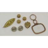 Good collection of 9ct / yellow metal items comprising a pair of mother of pearl and enamel dress