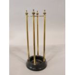 Good late 19th century brass and cast iron four divisional cylinder shaped stick stand, 60cm high