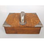 A Victorian oak and silver overlaid two divisional table top cigar box by Mapping & Webb London