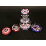 A collection of Millefiori glass wares to include three paperweights, one inscribed ER 1953,