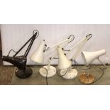 Four various vintage anglepoise lights