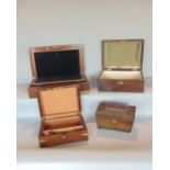 Four various 19th century and later wooden boxes to include a sarcophagus tea caddy (4)