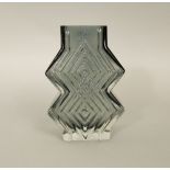 Geoffrey Baxter for Whitefriars, pewter double diamond glass vase, 16 cm