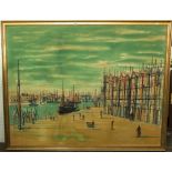 Jean Carzou (French Armenian 1907-2000) - Panoramic city view with quayside, probably Venice,