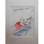 Tim Buhner (20th/21st century) - Cartoon on a yacht racing theme, watercolour on paper, signed, 17.5