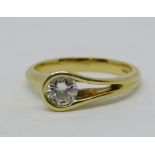 Stylised 18ct diamond solitaire ring, the diamond 0.40cts approx, size L, 4.5g, with Diamond