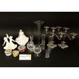 A mixed lot to include a boxed pair of Waterford crystal tumblers and other glassware, a Royal