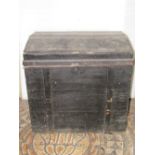 19th century painted travel trunk with domed lid and another smaller example