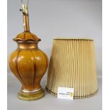 Large pair of faceted baluster porcelain table lamps, with gilt plinth bases, 60cm high (height