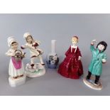 Four Royal Worcester figures - February 3453, December 3458, Grandmothers Dress 3081 and Polly Put