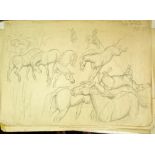 J Wynne Hall (British 20th century) - Studies of horses, dogs and poultry (four sheets of pencil