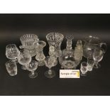 Two boxes containing a large collection of mainly cut glass to include two thistle glasses, an ice