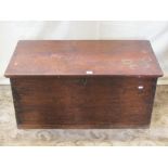 19th century stained pine blanket chest, 87 cm wide