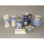 A collection of 19th century and other ceramics including a quantity of Victorian relief moulded