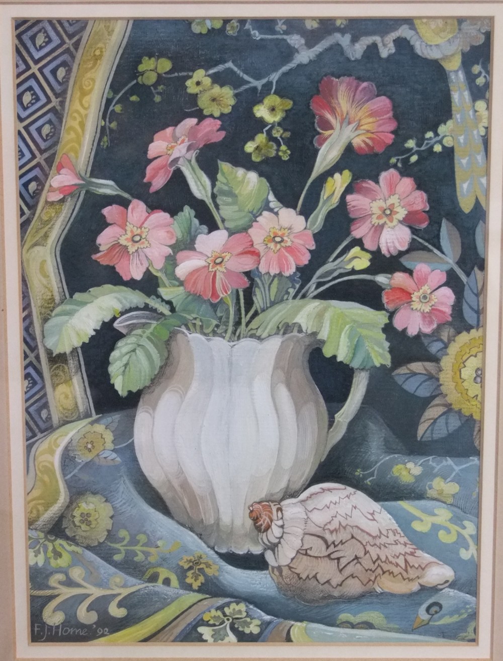 Still life with flowers, gouache, signed and dated 92, 27.5 x 20cm Barbara Hurst (20th century)