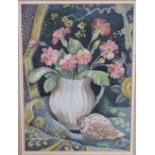 Still life with flowers, gouache, signed and dated 92, 27.5 x 20cm Barbara Hurst (20th century)