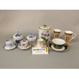 A set of twelve Royal Tuscan blue and white printed coffee cans and saucers, further Royal Tuscan