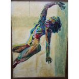 Terence Beesley (20th century school) - Study of a female acrobat, oil on board, signed verso and