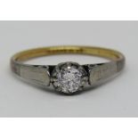 18ct diamond solitaire ring, the claw set stone 0.25cts approx, size N, 2.2g