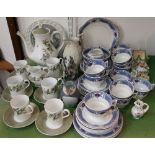 A collection of Pountney Bristol teawares, Ridgway Arcadia six place coffee set, a ceramic model