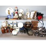 Three boxes of miscellaneous items and effects to include a miniature wheel barometer, various
