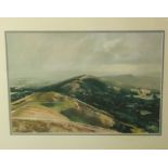 Jonathan Taylor (20th century British) - Passing Shower, Malvern Hills, pastel over watercolour,