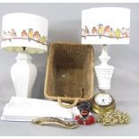 A collection of miscellaneous items to include a bulk head type time piece, a cast iron novelty