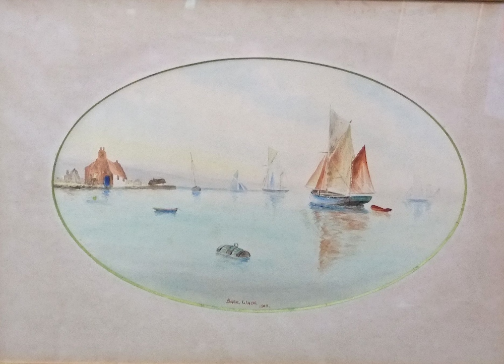 Basil Wade (20th century British) - Coastal views with fishing boats, watercolour and bodycolour