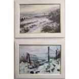 Rachel Jeffery (20th/21st century British) - Three Cornish winter landscapes, mixed media on canvas,