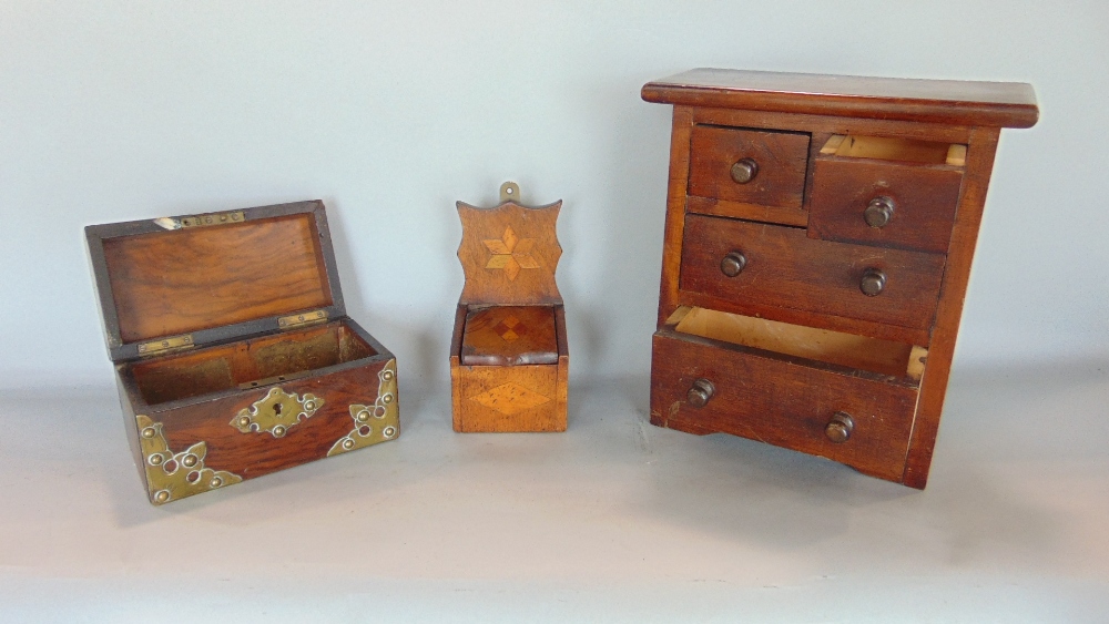 A good collection of antique and later treen and wood wares to include an apprentice chest of - Image 2 of 3