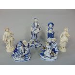 A pair of late 19th century continental figure groups probably representing the seasons - Autumn and