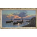 G Giordani, possibly Giovanni (20th century continental school) - Coastal scene at sunset with