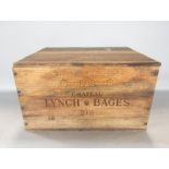 Six bottles of Chateau Lynch Bages 2006 5eme Grand Cru in an unopened wooden crate