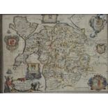 Richard Blome (1635-1705) - A General Map of North Wales, hand coloured engraved map, 34.5 x 47cm
