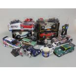 Large collection of model vehicles including boxed Burago Alfa Romeo 1932 Spider, Jaguar 1937