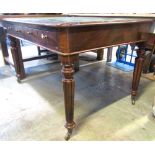 A 19th century mahogany writing table, the rectangular top with moulded outline, rounded corners and