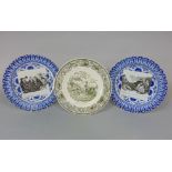 A pair of Royal Doulton plates from the Gibson series - Miss Babbles and Hostile Criticism, 26.5cm