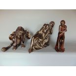 Frith Sculptures study of a humorous hound, together with two further resin sculptures of ladies (