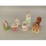 Five Beswick Beatrix Potter figures comprising Flopsy, Mopsy, Cotton Tail, and Squirrel Nutkin