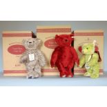 Three boxed Steiff Teddy Bears including Grey 36 no 00772 (1999), Burgundy 40 no 02954 (1998) and