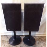 A pair of Tensai hi-fi speakers model number TS-930 together with low coated metal stands